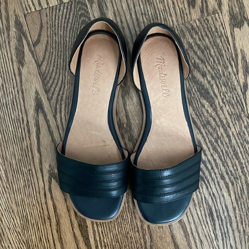 Madewell Nelda d'Orsay Black Flat Sandals - Size 7